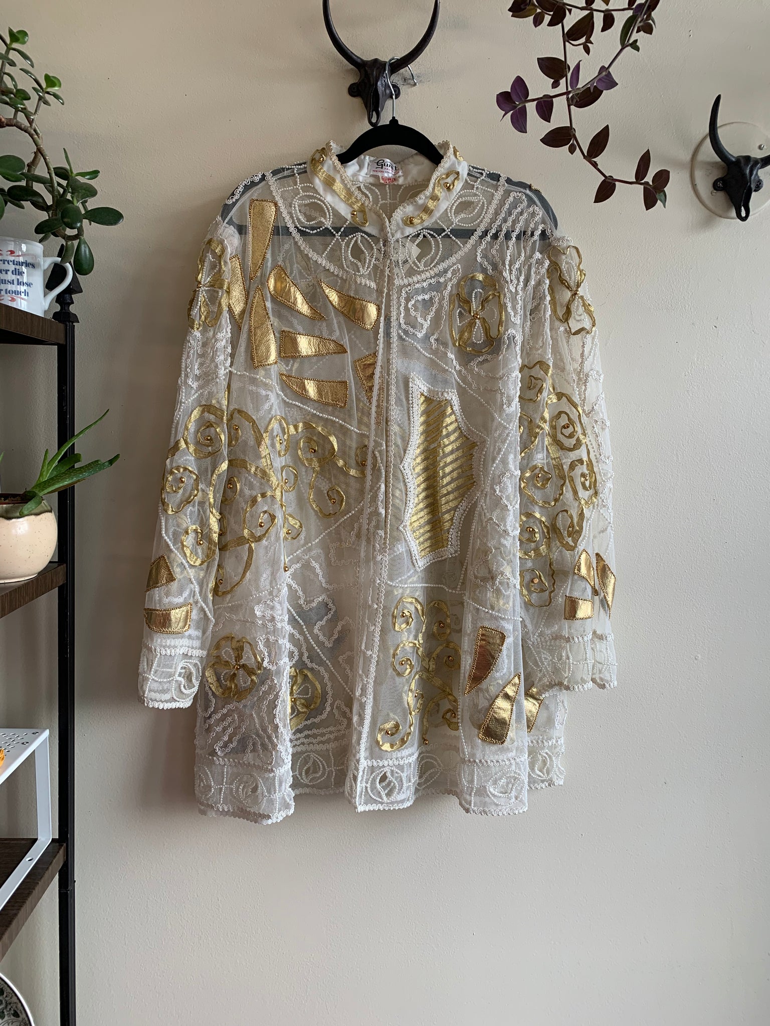 80s Beaded and Appliqued Duster  - XL