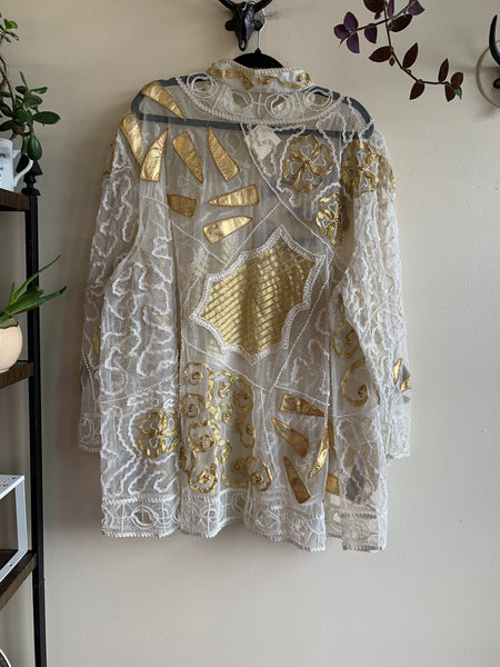 80s Beaded and Appliqued Duster  - XL