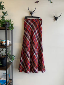 Handmade Plaid Bias Cut Tapestry Skirt - M