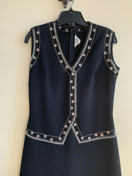 70s Terkel de Paris Pearl Studded Dress - M
