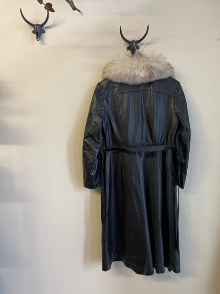 Black Leather Trenchcoat - M