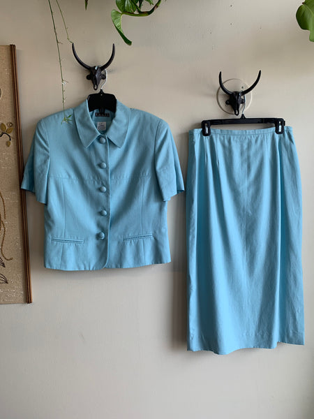 Light Blue Jacket And Skirt Set - M