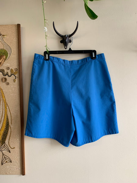 High Waisted Blue Shorts - L