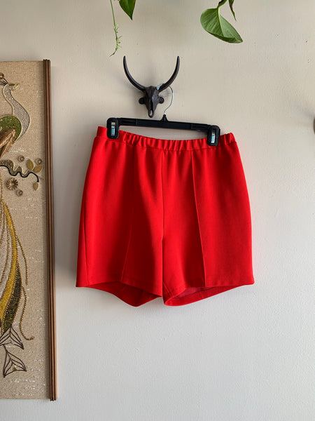 High-Waisted Red Shorts - M