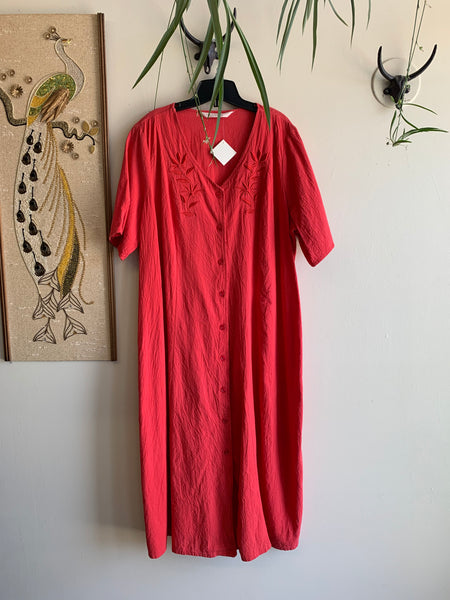 Red Embroidered Dress - XL