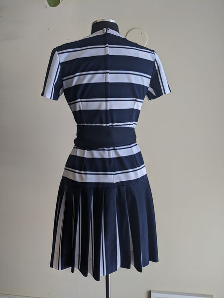 1960's Navy & White Striped Nautical Dress