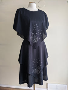 Cape-Sleeve Black Dress