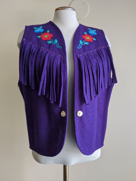 Funky Fringed Purple Wool Vest