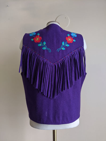 Funky Fringed Purple Wool Vest