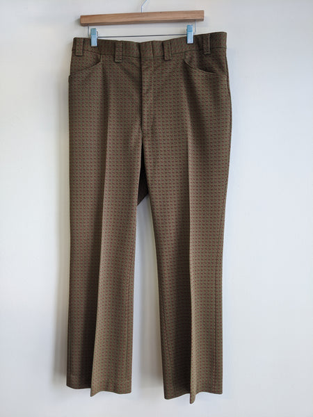 1970's Green & Orange Houndstooth Trousers