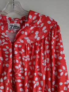 1980's Red Patterned Dress