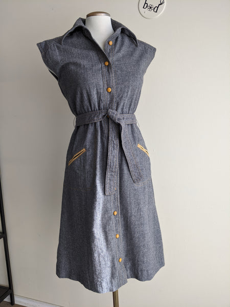 Gorgeous Grey 1970’s Wool Shirt Dress
