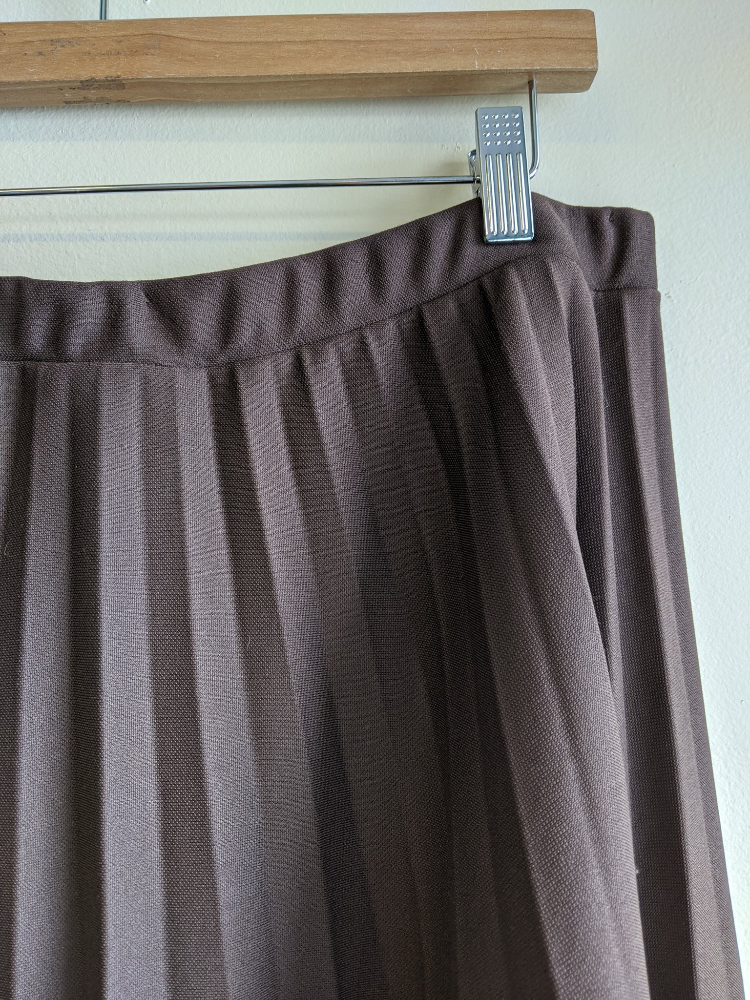 Brown Pleated Polyester Skirt