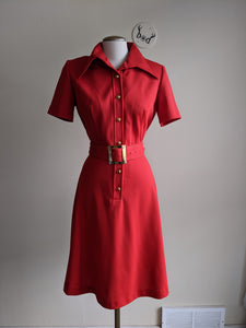 1970's Red Button Front Dress