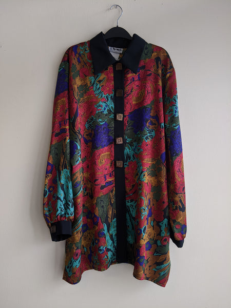 1990s Multicolour Marbled Longline Blouse
