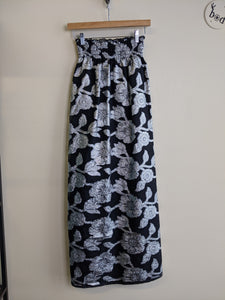 Silver & Black Long Brocade Skirt