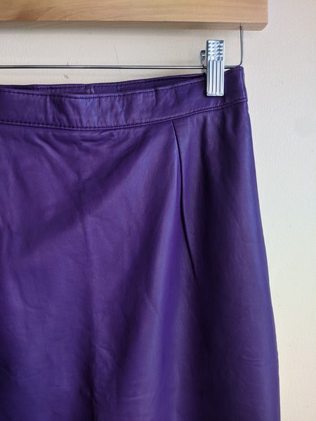 Purple Leather Pencil Skirt
