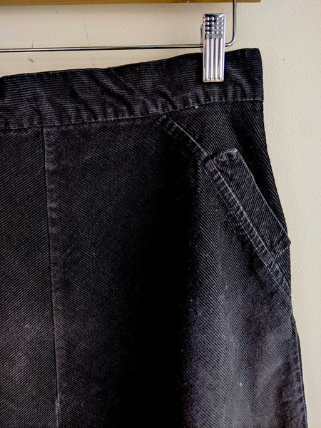 Black Corduroy 1970’s Vest & Skirt Set