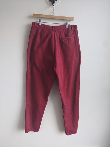 Cherry Red Pleated Pants