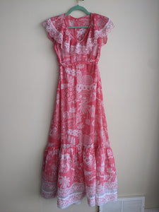 Tropical Print Semi-Sheer Dress