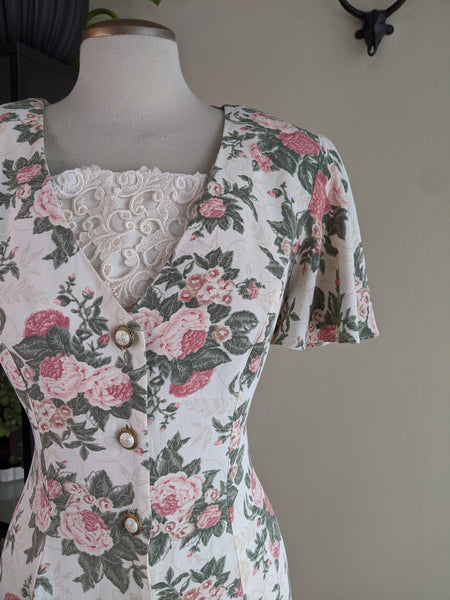 Corset Back 80’s Floral Dress