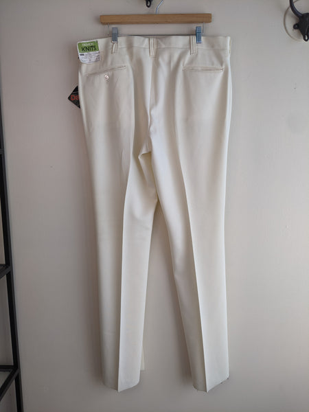 Deadstock White Polyester XL 70’s Trousers