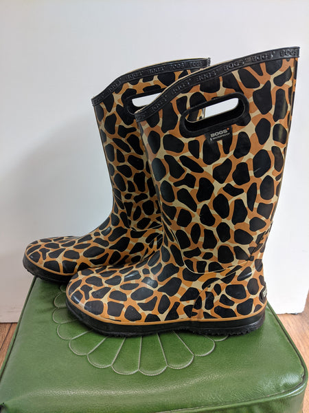 Giraffe-Print Bogs Rubber Boots