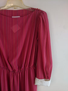 Pink Sheer Striped 80’s Dress - S
