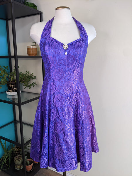 Purple Lace 1980’s Party Dress with Matching Bolero