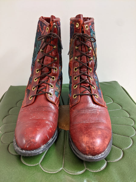 Red Leather Floral Ropers