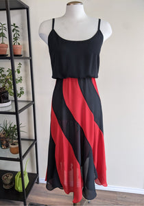 Red & Black Striped Disco Dress