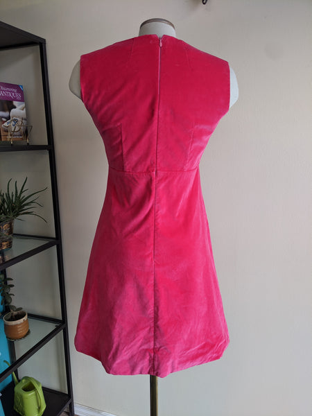 1960s Plush Pink Velvet Dress - S