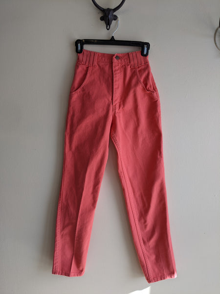 Salmon Pink Western Jeans - XS