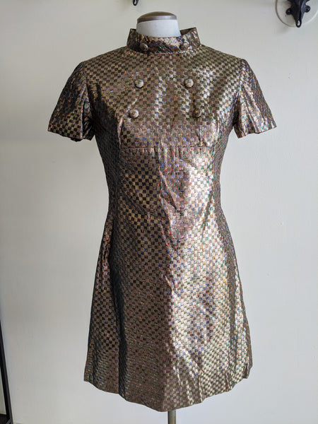 1960's Glimmering Gold Dress - M