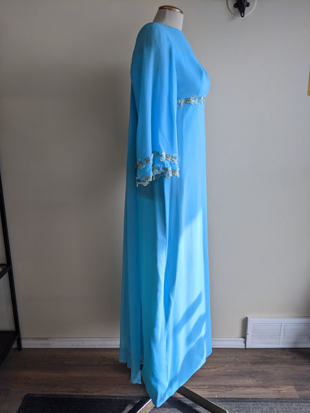 1970s Formal Maxi Dress with Cape - M