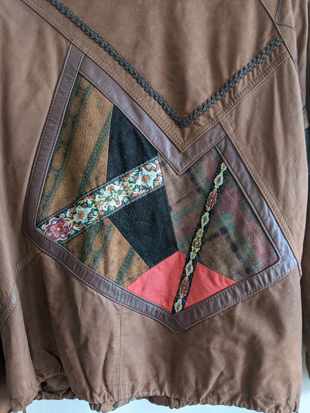 Patterned Leather 80’s Jacket - M