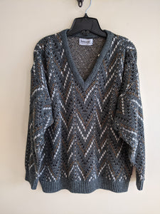 Knit V-Neck Sweater - L
