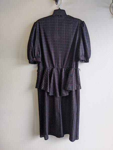 Striped Peplum Dress - L