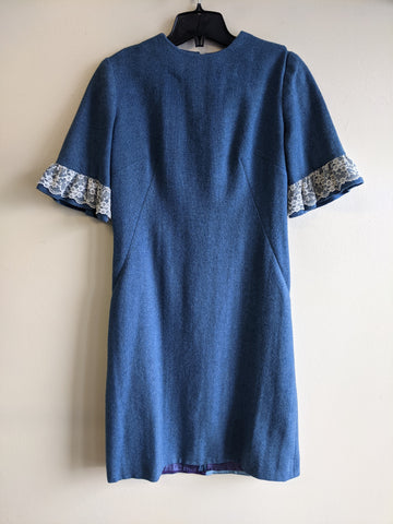 Cornflower Blue Wool Dress - M