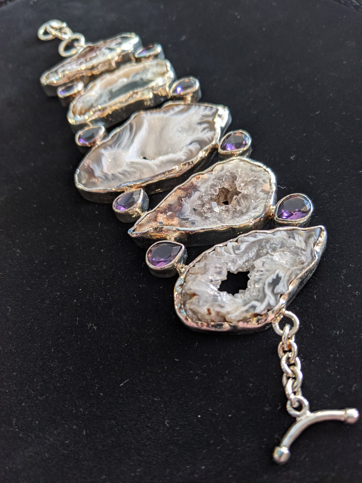 Beautiful Geode Slice Silver-Plated Bracelet