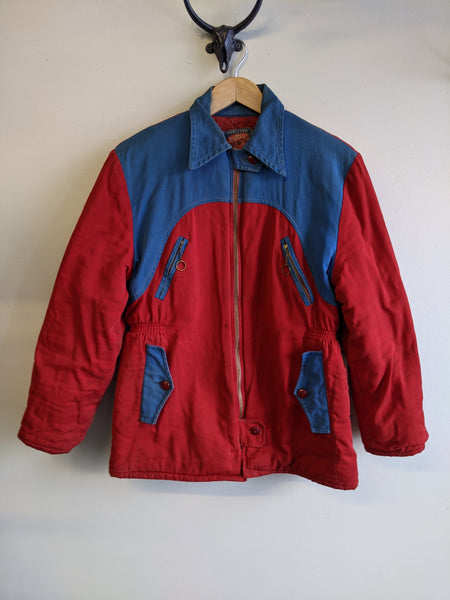 Red & Blue Insulated Denim Jacket - M