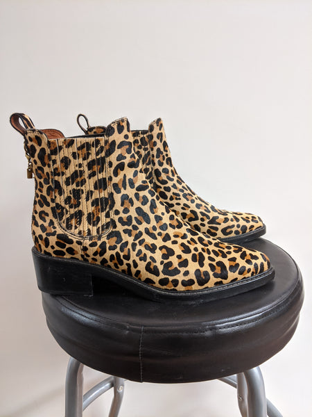 Leopard Print Coach Ankle Boots