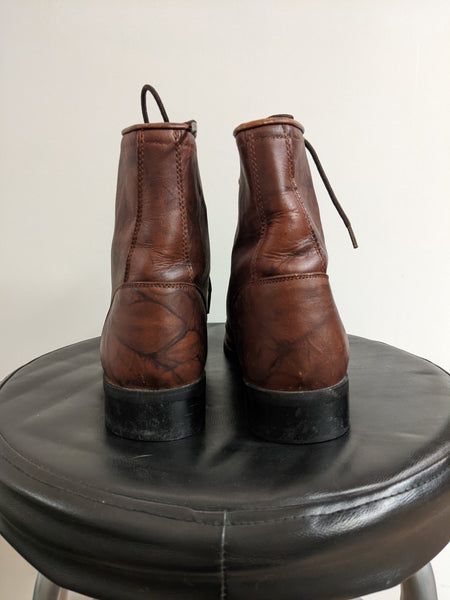 Brown Leather Justin Lace-Up Ropers - M6/W8