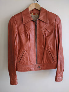 Sunset Orange Leather Jacket - S
