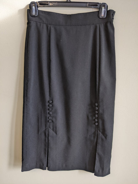Bettie Page Black Button Pencil Skirt - S