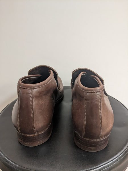 Handmade Brown Leather Monk Shoes