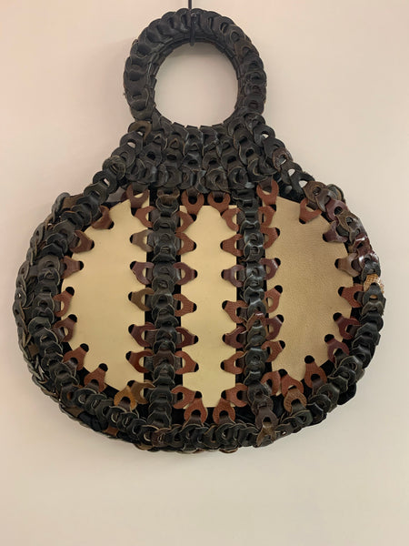 Looped leather 1970s bag
