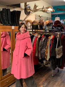 1960s Bubblegum Pink Wool Coat - M