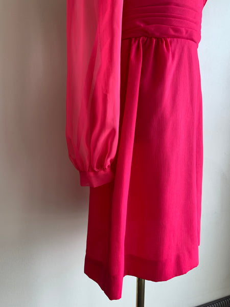 '60s Pink Ruffled Mini Dress - M