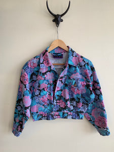 80’s Cropped Floral Denim Jacket